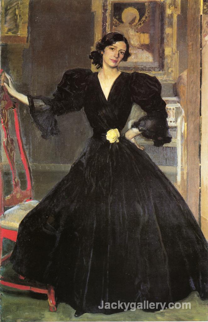 Clotilde in a Black Dress by Joaquin Sorolla y Bastida paintings reproduction